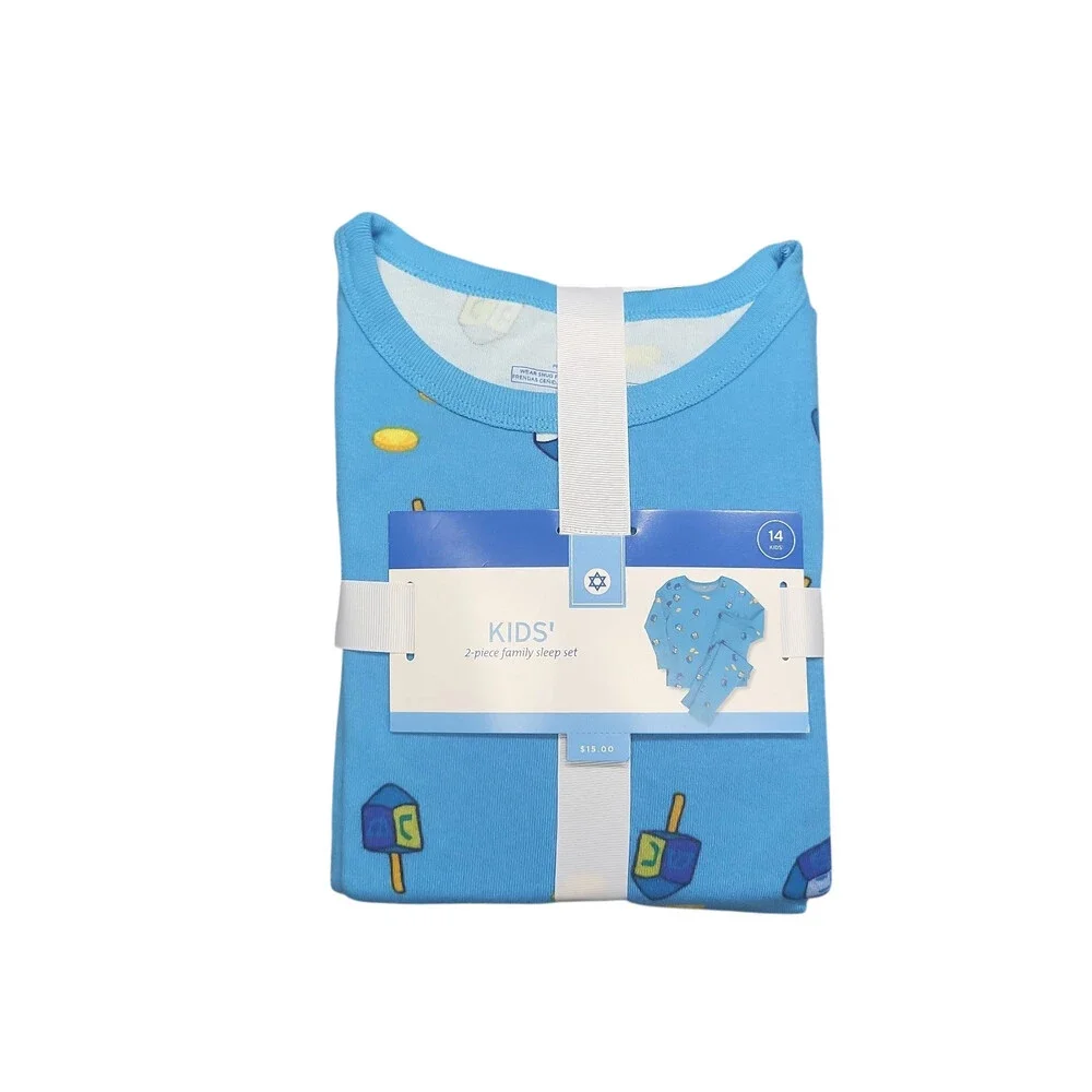 Wondershop Kids Boys Girls Family Sleep Hanukkah Pajama Set Blue Size 14